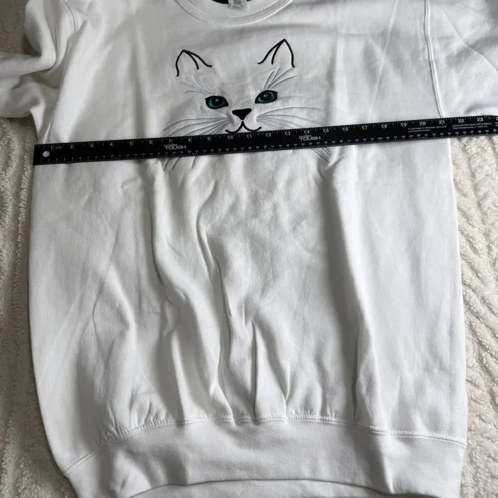Vintage 80’s 90’s Top Stitch‎ Embroidered Cat  Kawaii Girlhood Grandmacore